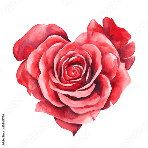 rose flower in heart love symbol for valentine day holiday card decor 