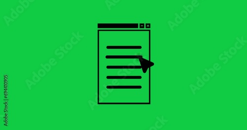Menu Window Interface. Checkbox Display With Cursor. 4K High Quality Green Screen Video. Transparent Background.