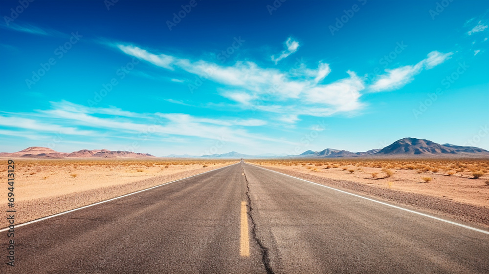 empty asphalt road in desert