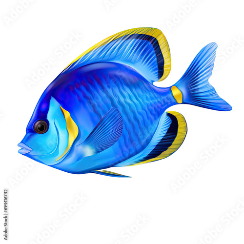 blue tang fish (ocean marine animal) isolated on transparent background 