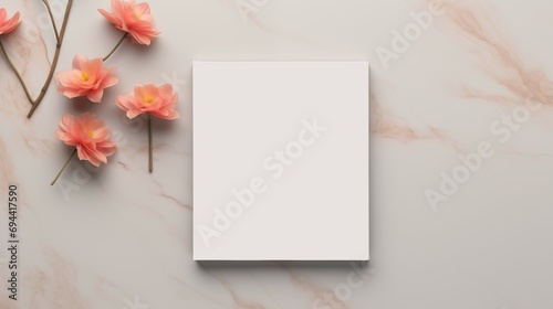 A blank note paper with flowers. photo