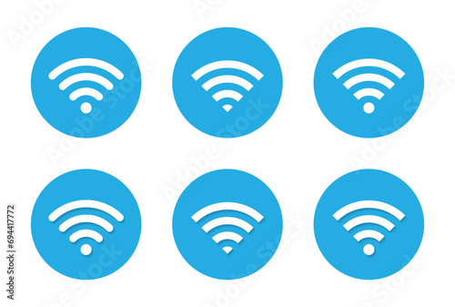Wifi network icon with shadow. Wireless connection symbol vector