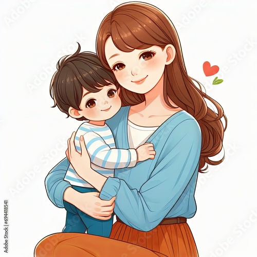mother day - a mother with her kid who is loved her kid, happy mothers day, ai generated (ID: 694418541)