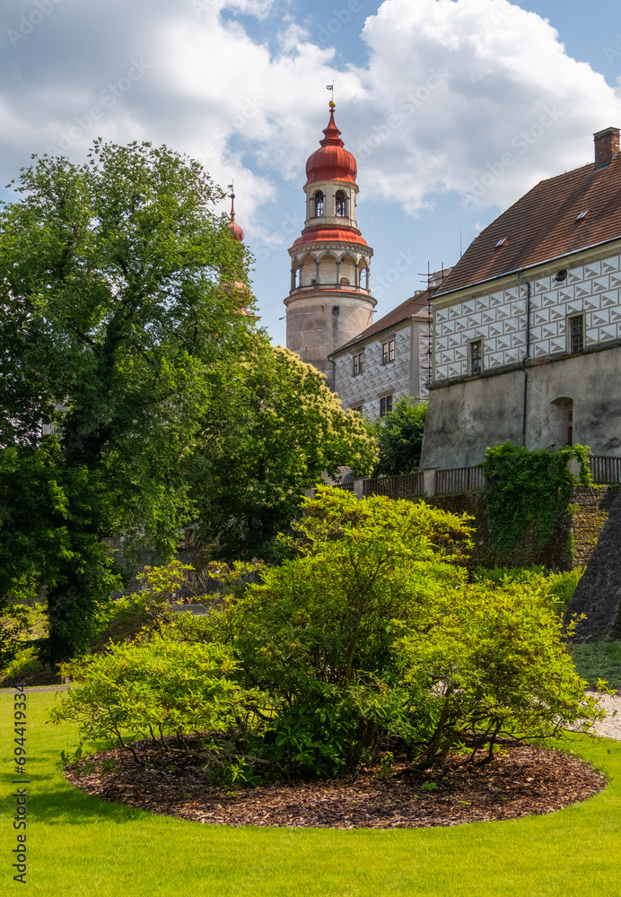 Náchod Castle in Czech Republic and garden 