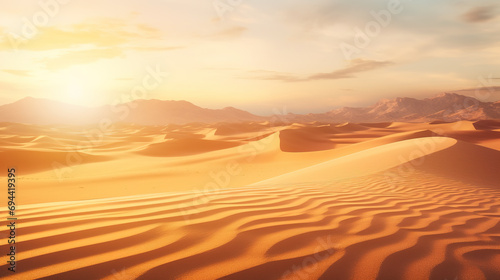 Desert sand dunes at sunset