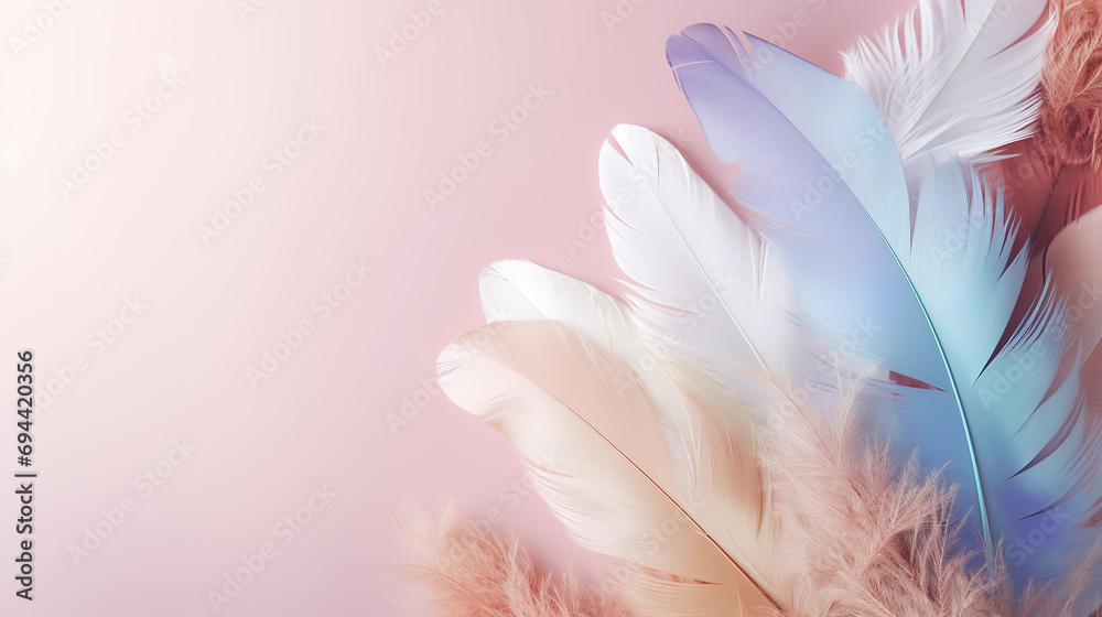 Beautiful Colorful color feathers as background, closeup.	
