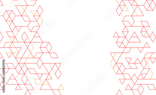 Abstract technological geometry triangle red line on white background pattern..