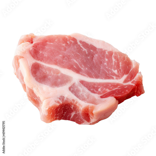 Slice of boneless pork neck isolated transparent