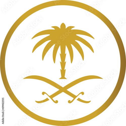 Saudi palm tree golden emblem