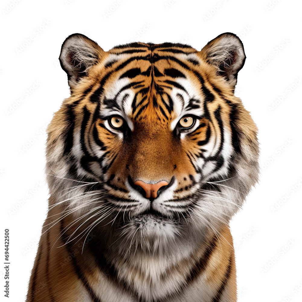 Fototapeta premium Tiger face shot isolated on transparent background