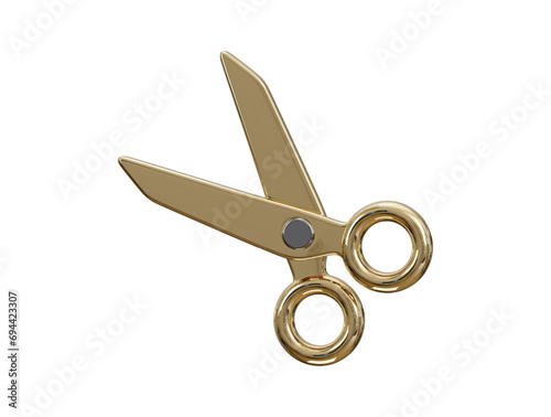 gold scissors icon 3d rendering vector illustration