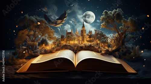 magic book with magic light