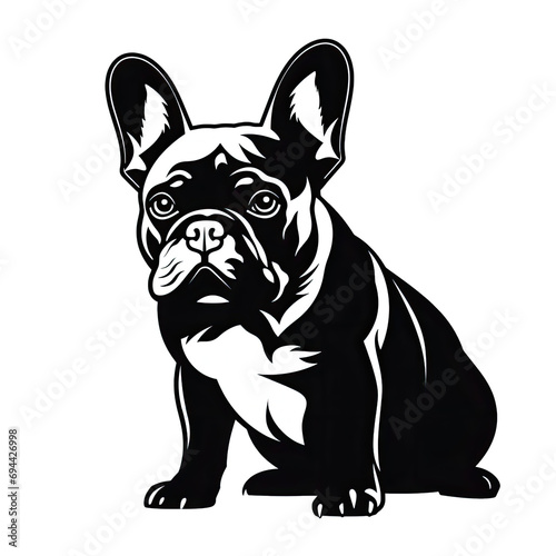 A French Bulldog Dog Minimalistic 2d Silhouette. Isolated on a Transparent Background. Cutout PNG. © Peter