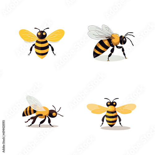 Set of Bee vector illustration © naina