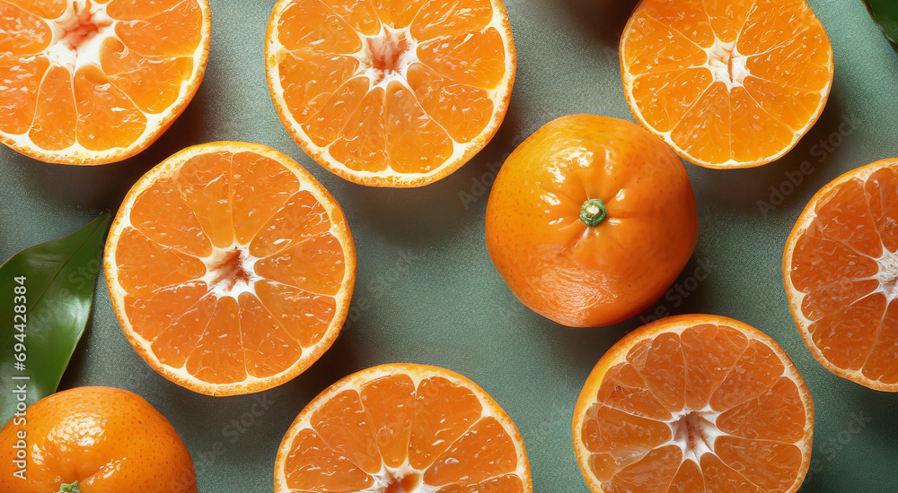 Fototapeta premium Fresh and Plentiful Background of Tangerines