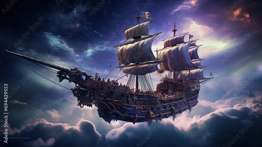 Fototapeta premium pirate ship sailing