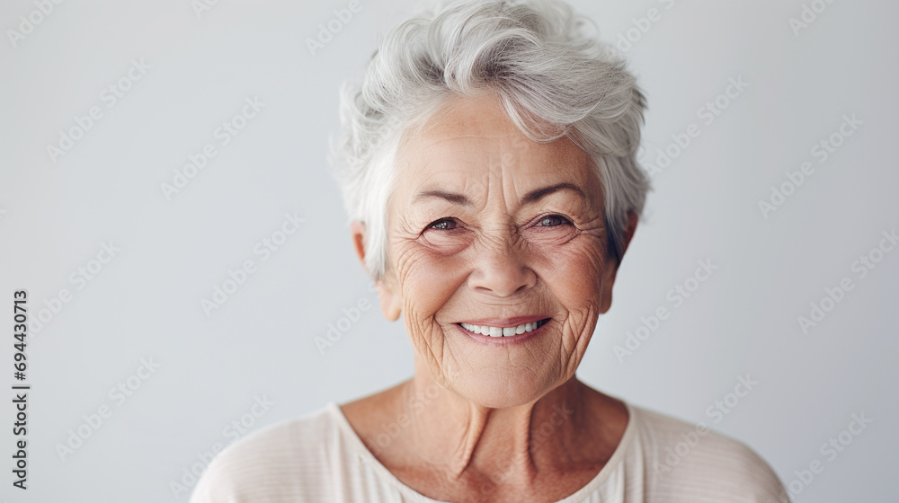 lebensfrohe lachende Seniorin