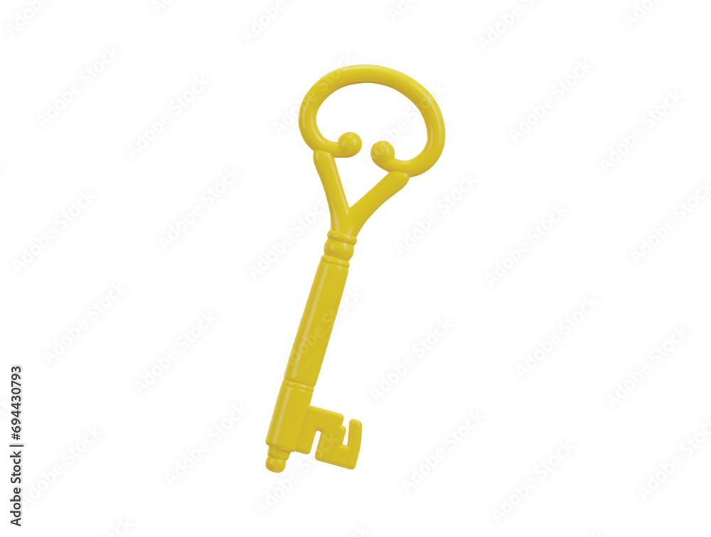 Golden key icon 3d rendering vector illustration Golden key icon 3d rendering vector illustration