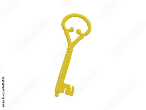Golden key icon 3d rendering vector illustration