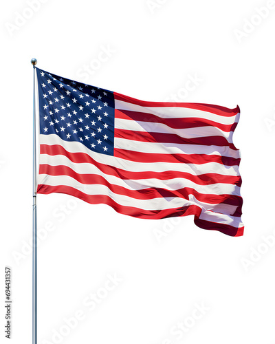 American flag isolated on white with clipping path