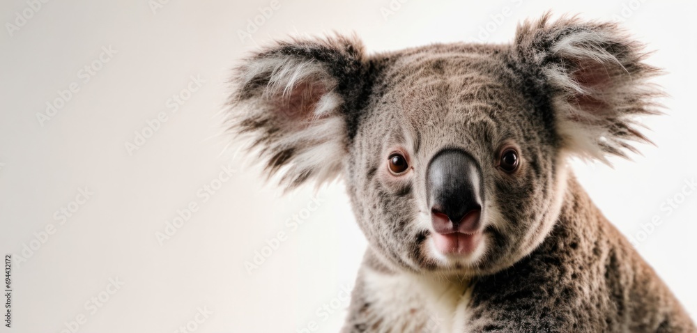 a close - up of a koala's face with its mouth open and it's eyes wide open. a close - up of a koala's face with its mouth open and it's eyes wide open.