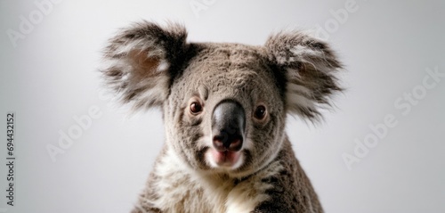  a close - up of a koala's face with it's mouth open and it's eyes wide open.