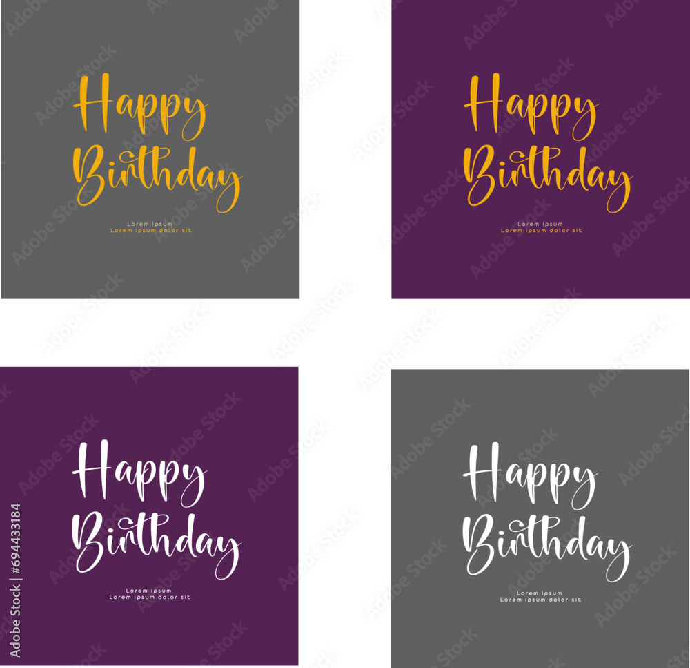 standard 4 Color Happy Birthday Template Set. Customizable Designs for Celebrations standard 4 Color Happy Birthday Template Set. Customizable Designs for Celebrations