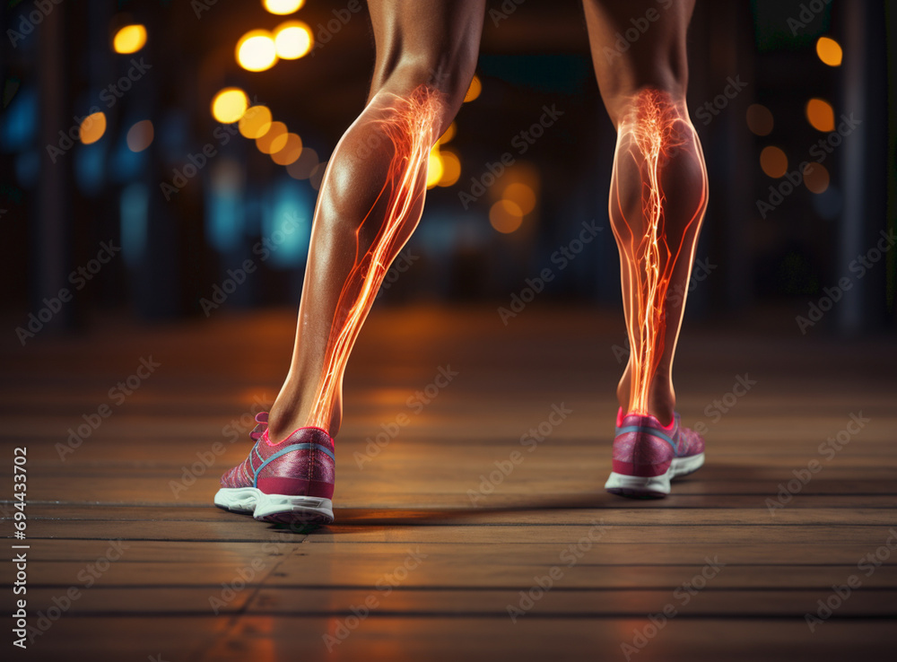 Low section of female athlete walking on sports track Low section of female athlete walking on sports track