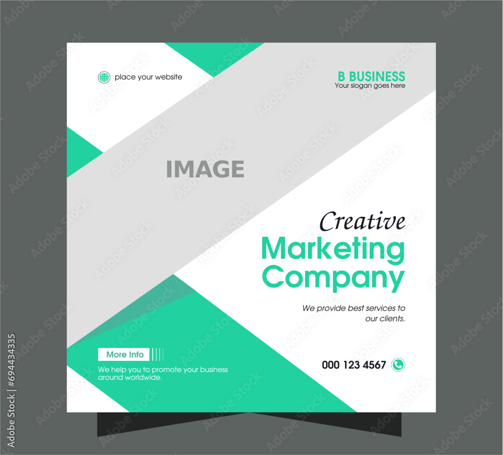 Creative marketing corporate social media post design in green and white color for company, brand, branding, promotion, advertise, advertising, education, medical, healthcare etc.