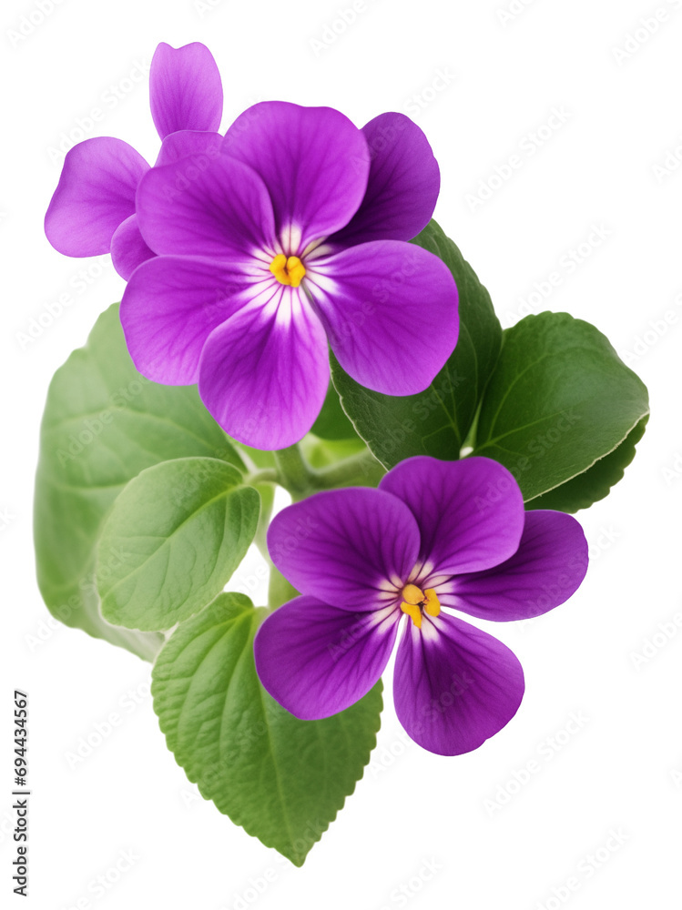 African Violet flowers isolated on white background