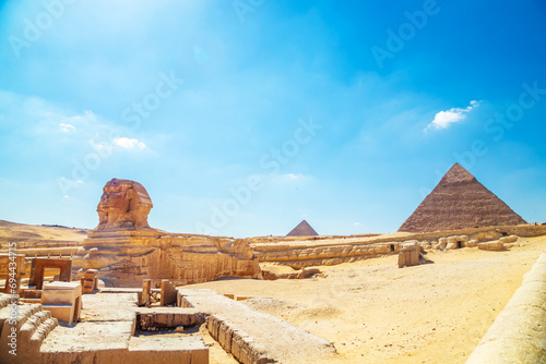 Pyramid of Khafre  Pyramid of Mikerin and the Great Sphinx.