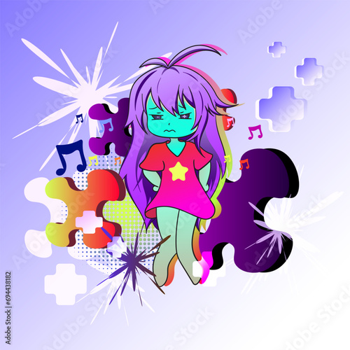 anime girl character in vector shape