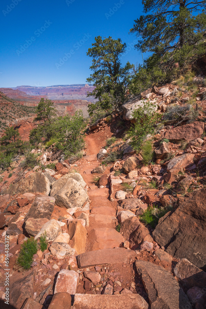 hiking the grandview trail in the grand canyon national park, arizona, usa