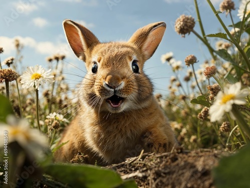 Cute little Easter bunny baby, full of feeling and Easter spirit
