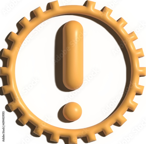 Advanced 3D Render: Yellow Car Gear System Error Code Vector Illustration