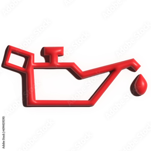 Vector 3D illustration of a car dashboard error message with a red icon, oil level, mechanical faults.
