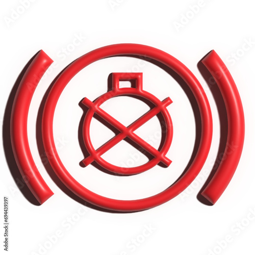 3D Red Faulty Lightbulb Icon with Ray Tracing for Car Instrument Cluster Error Alert