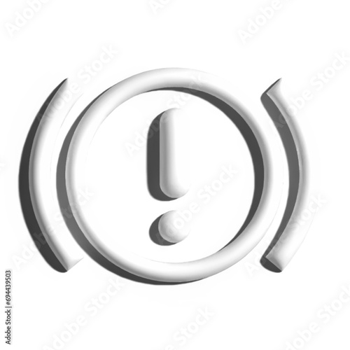 Modern Vehicle Dashboard Warning Icon in White with Glossy Finish