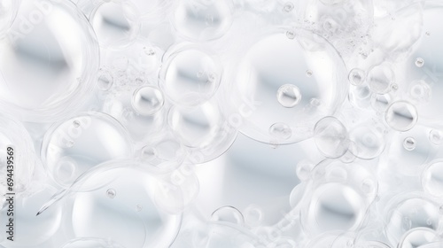 Abstract white soap foam bubbles texture on white background isolated on white background,. Created using Generative AI Technology