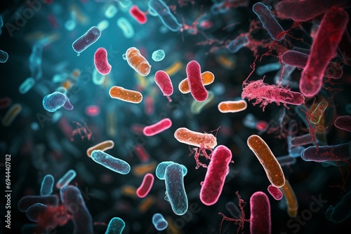 Image of Clostridium perfringens bacteria. Generative AI photo