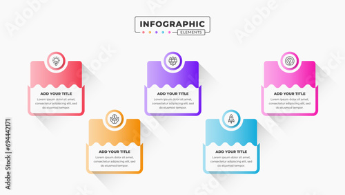 Vector presentation infographic design template with 5 steps or options