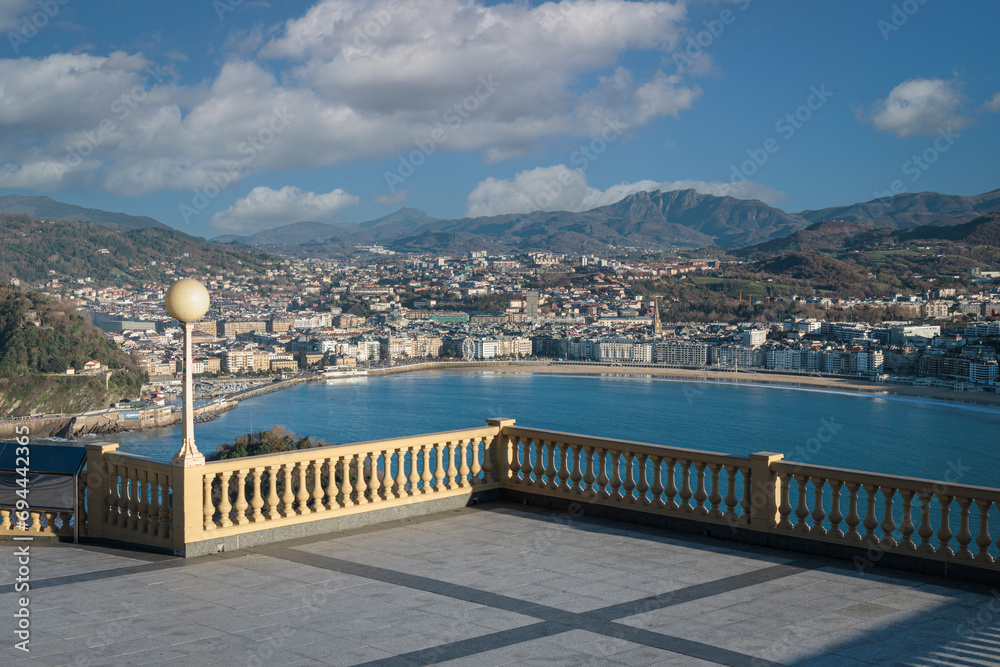 Fototapeta premium San Sebastian (Donostia), Spain, La Concha bay aerial view from Igeldo mountain