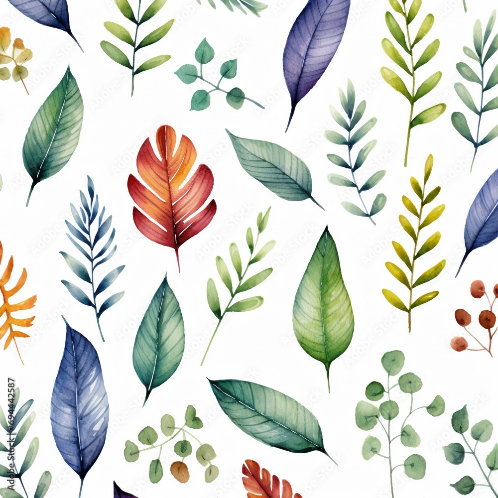 Fototapeta premium watercolor leaf pattern