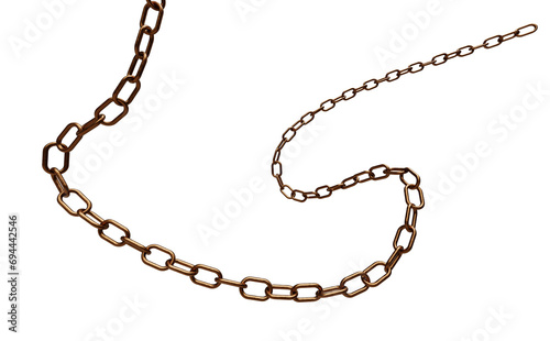 rusty old linked chain on transparent background photo