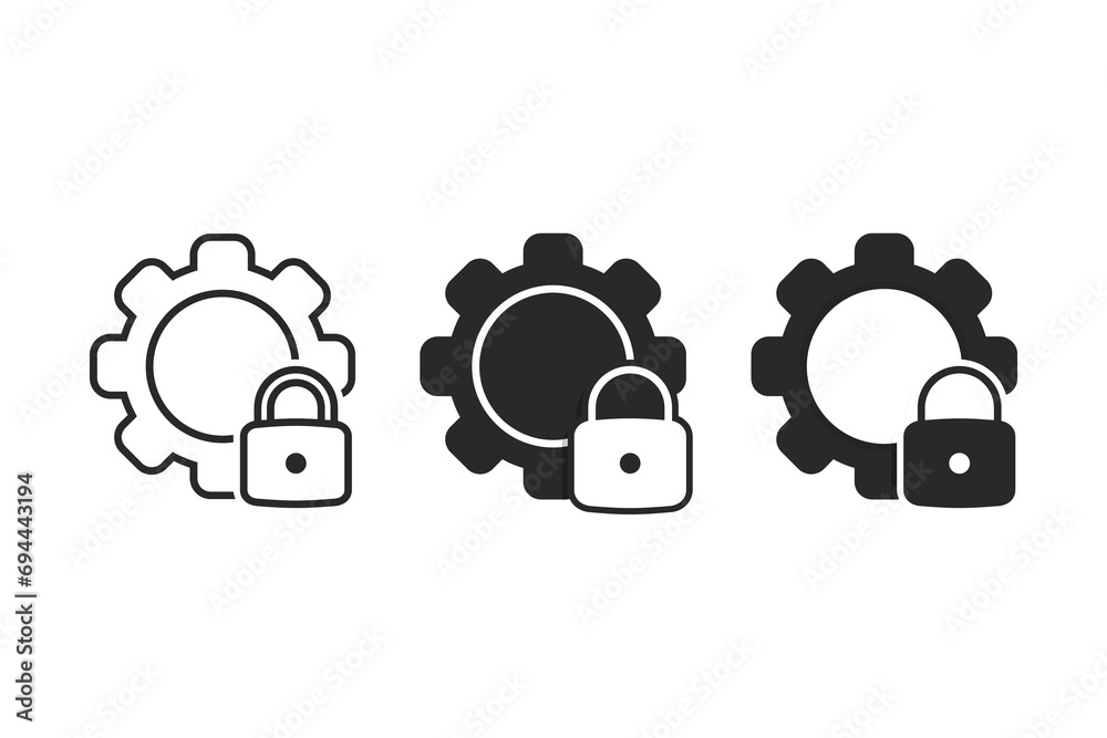 Gear lock icon. Illustration vector - obrazy, fototapety, plakaty 