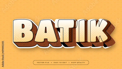 Brown orange and beige batik 3d editable text effect - font style
