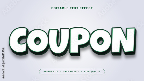 Green and white coupon 3d editable text effect - font style photo