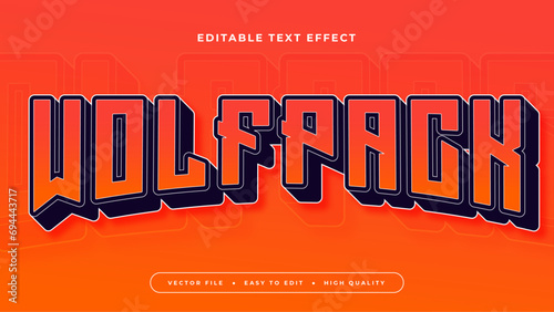 Fotografie, Obraz Orange and black wolfpack 3d editable text effect - font style