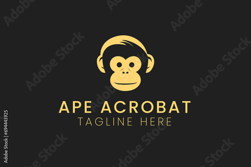 Canvas Print monkey, monkey head, wild life, cute animal, logo, clipart, vector, sublimation,