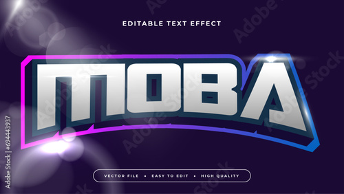 Blue white and purple violet MOBA 3d editable text effect - font style
